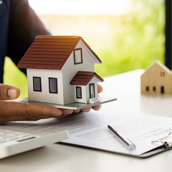 real estate agent offers a sample home insurance home